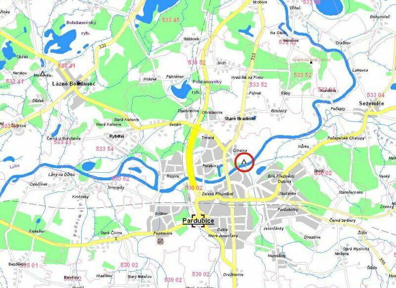 Mapa Pardubice